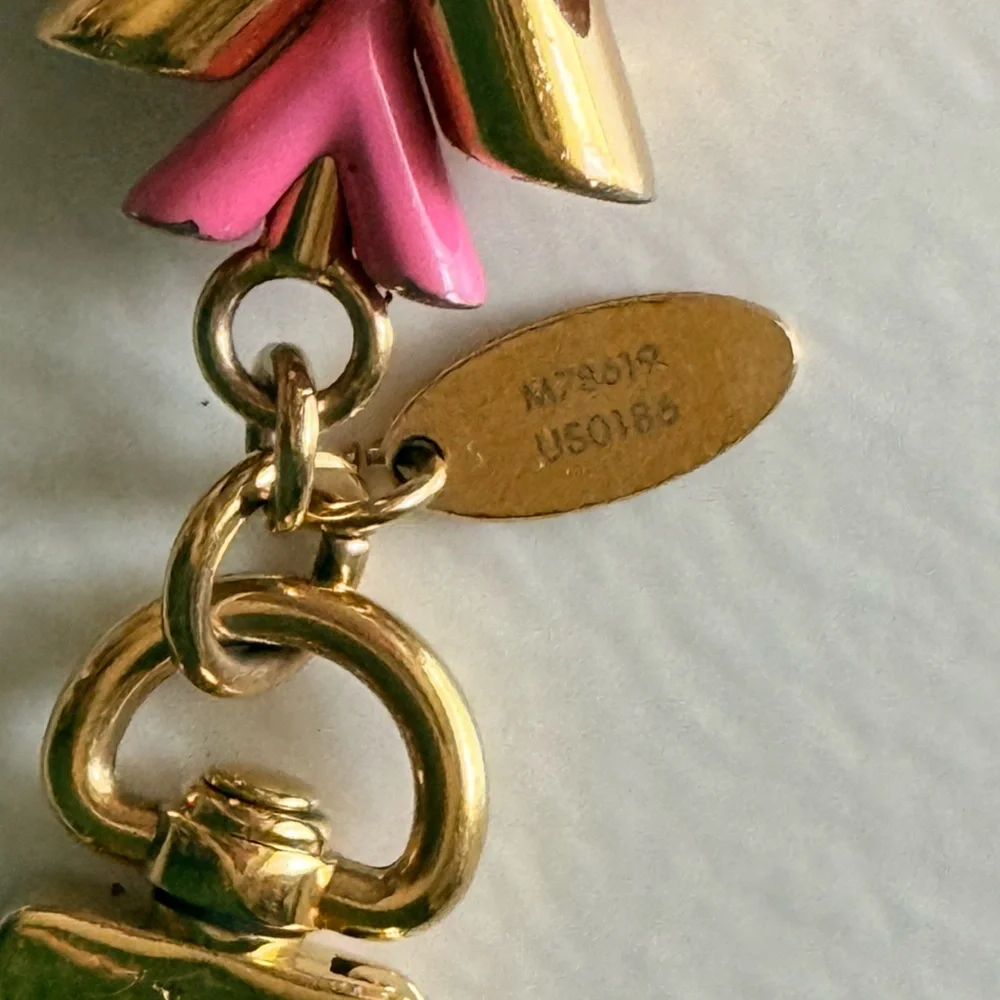 Louis Vuitton Pink & Gold Chevron Bag Charm with COA